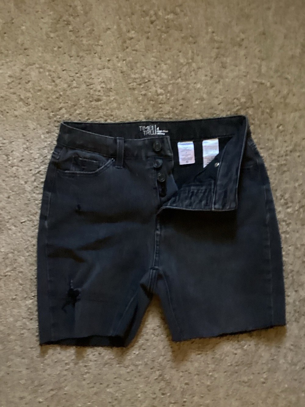 Time and Tru High Waist Black Denim Shorts